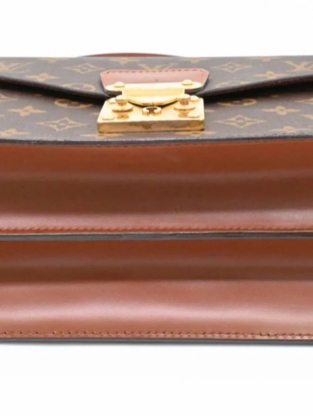 Louis Vuitton Brown Monogram Satchel with Gold Hardware